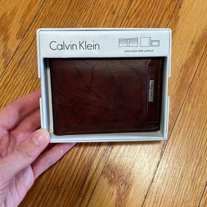 Calvin Klein Full Grain Leather Wallet Brown